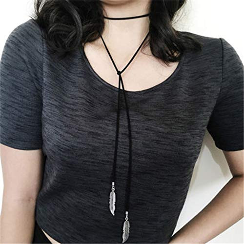 Sttiafay Gothic Leaf Pendant Choker Necklace Long Chain Tassel Necklace Braided Leather Cord Necklace Rope Chain Jewelry for Women Girls Sttiafay Gothic Leaf Pendant Choker Necklace Long Chain Tassel Necklace Braided Leather Cord Necklace Rope Chain Jewelry for Women Girls