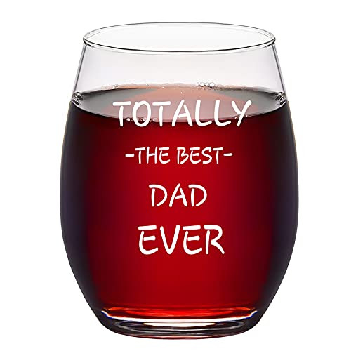 Funny Dad Wine Glass - Totally The Best Dad Ever Stemless Wine Glass 15Oz, Father's Day Gift for New Dad, Father, PAPA, Old Man, Husband, Gift Ideas for Christmas Birthday from Kids Wife Son Daughter