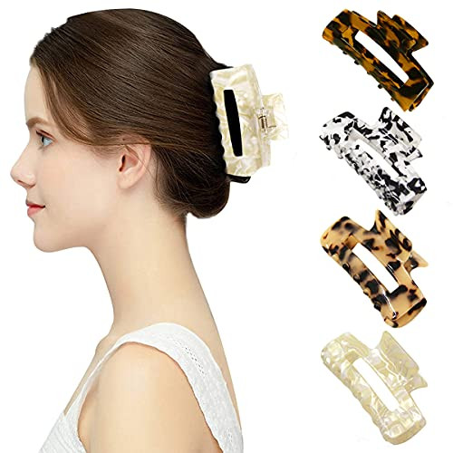 Hair Claw Clips for Women 4Pcs,Hair Claw Clips for Thick Thin Long Hair Acrylic Rectangular Hair Clips,celluloid Banana Barrettes Tortoise Shell Large Hair Clips,french Design Butterfly Jaw Clips Hair Claw Clips for Women 4Pcs,Hair Claw Clips for Thick Thin Long Hair Acrylic Rectangular Hair Clips,celluloid Banana Barrettes Tortoise Shell Large Hair Clips,french Design Butterfly Jaw Clips