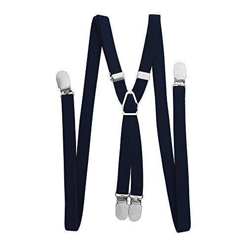 TopTie Men's Skinny Suspenders 1/2"inch -1.5CM- X-Back Clip Suspenders-Navy Blue