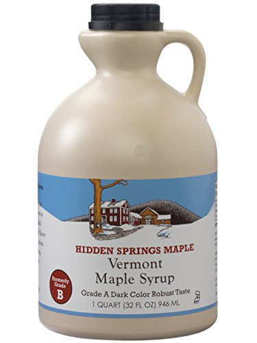 Hidden Springs 100% Natural Vermont Maple Syrup, Grade A Dark Robust (Formerly Grade B), 32 Ounce, 1 Quart, Family Farms, BPA-free Jug