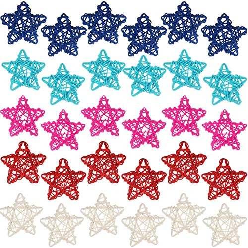 30 Pieces Star Rattan Balls 4th of July Wicker Rattan 2.36 Inch Patriotic Decorative Orbs Red White and Blue Wicker Balls Natural Vase Bowl Fillers for Independence Memorial Day Table Decoration 30 Pieces Star Rattan Balls 4th of July Wicker Rattan 2.36 Inch Patriotic Decorative Orbs Red White and Blue Wicker Balls Natural Vase Bowl Fillers for Independence Memorial Day Table Decoration