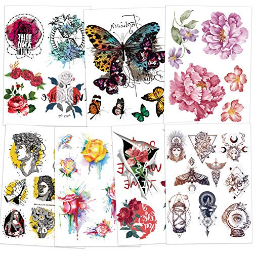 Rainbow Temporary Tattoos, Konsait Butterfly Flower Rainbow Tattoos Waterproof Body Art Sticker for Girls Boys Children's Birthday Party Favors Bag Filler Gift, 7 Sheets Rainbow Temporary Tattoos, Konsait Butterfly Flower Rainbow Tattoos Waterproof Body Art Sticker for Girls Boys Children's Birthday Party Favors Bag Filler Gift, 7 Sheets