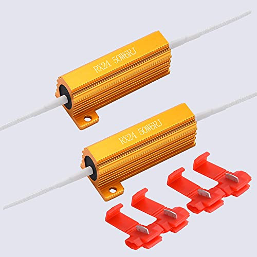 WEIMELTOY 50W 6ohm Load Resistors, Led Resistors for 3157 7443 1157 1156 Bulbs, Fix Turn Signal Blink Light Fast Hyper Flash Dashboard Error Code CANBUS Resistors Decoder, 2pcs