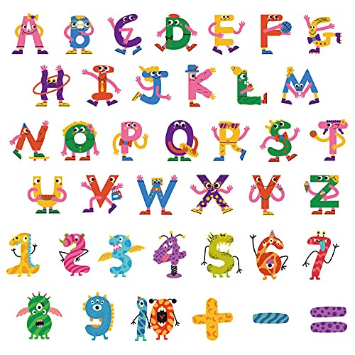 OOTSR 26 Alphabet Wall Decals, Number1-10 and Symbol Removable Wall Decals Stickers Decor, Colourful Alphabet ABC Wall Stickers for Nursery Bedroom Living Room Decor