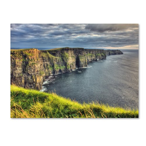 Cliffs of Moher Ireland by Pierre Leclerc work, 16 by 24-Inch Canvas Wall Art