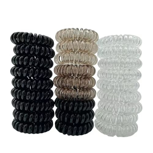 KANPRINCESS 27 PCS Spiral Hair Ties,No Crease Coil Hair Ties, Phone Cord Hair Ties for Thick Hair - Women Ponytail Holder Elastics