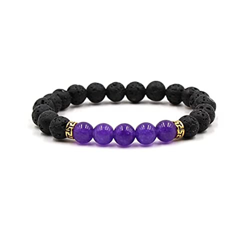 COLORFUL BLING Adjustable Bracelet 8mm Lava Rock Bracelet Bead Chakra Bracelet 7 Chakras Healing Bracelet Yoga Stone Beads Bracelets Healing Therapy Bangle for Women Men - Amethyst