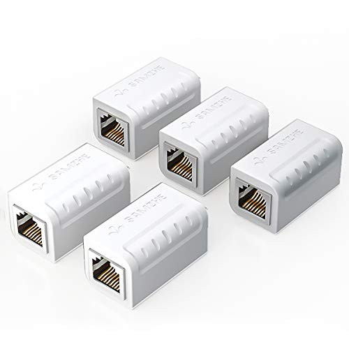 RJ45 Coupler 5 Pack Ethernet Extension 8P8C Female to Female in-line Ethernet Adapter to Extended Network Cable Cat8 Cat7 Cat6 Cat5 Cat5e -White-5Pack-