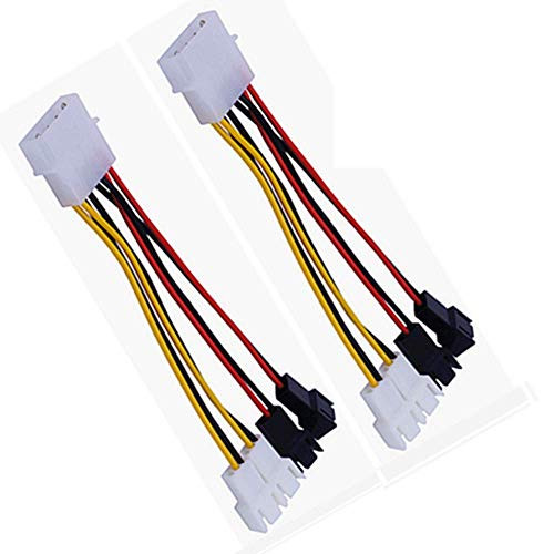 SiyuXinyi 4 x 3 Pin / 4 Pin PMW 12V PC Case Fan Power Adapter Cable, 3 Pin or 4 Pin -PWM Connector--Computer Cooler Cooling Fan Splitter Y Power Supply -Large Capacity 4P ~ 3P Cable -Splitter- 2 Pack-