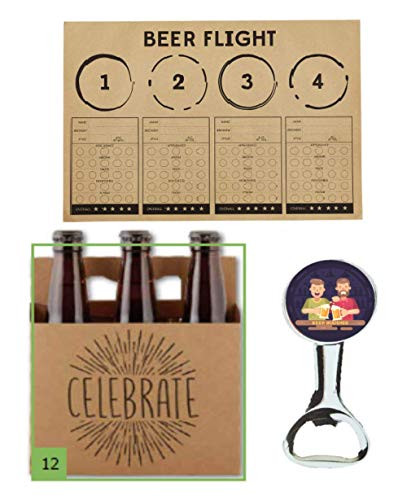 ElevenPlus2 Beer Flight Party Pack: Includes Beer Tasting Placemats, Celebrate Beer Carriers and Beer Buddies Bottle Opener