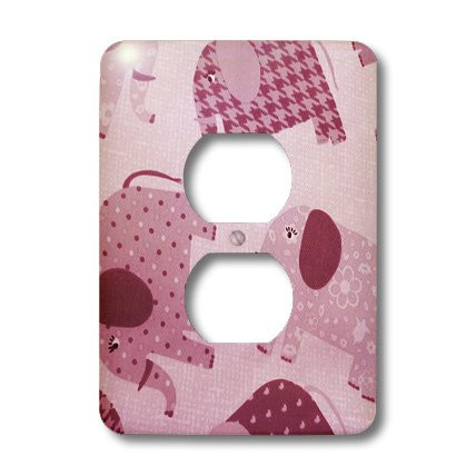 3dRose LLC lsp_39091_6 Cute Pink Elephants On Pink, 2 Plug Outlet Cover