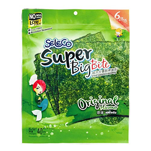SELECO Seaweed Snacks | Super Big Bite Seaweed Sheets -6 Count- / Sweet Flavored Asian Snacks - Korean Snacks - Nori Sheets - Sushi Seaweed Sheets - Seaweed Chips - Seaweed Snack -Pack of 1-
