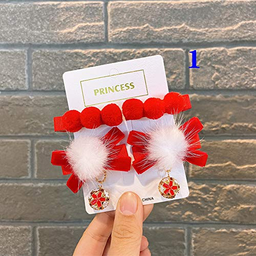 ZHUZI Chinese New Year Hair Clips for Kids, Ribbon Tassel Sweet Hairpins New Hair Ball Hair Clips, Pearl Kid BB Clip, Bow Duckbill Clip-1,red- ZHUZI Chinese New Year Hair Clips for Kids, Ribbon Tassel Sweet Hairpins New Hair Ball Hair Clips, Pearl Kid BB Clip, Bow Duckbill Clip-1,red-
