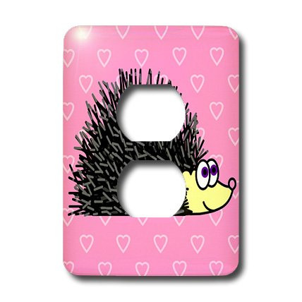 3dRose lsp_6174_6 Hedgehog & Hearts Design 2 Plug Outlet Cover Multicolor