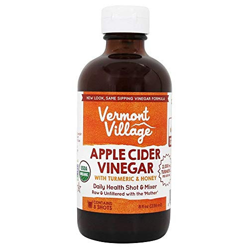 Vermont Village Organic Sipping Apple Cider Vinegar, 8oz -Turmeric  and  Honey-