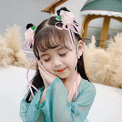WUSIO Elegant Sweet Hanfu Tassel Chinese Style Cloth Bow Hairpin Hair Accessories Butterfly Barrette Side Clip-D- WUSIO Elegant Sweet Hanfu Tassel Chinese Style Cloth Bow Hairpin Hair Accessories Butterfly Barrette Side Clip-D-