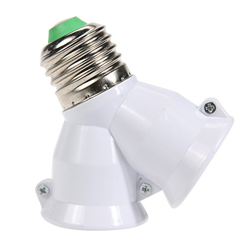Whitelotous 2 in 1 E27 Lamp Socket Splitter Adapter Light Bulb Base Stand Holder
