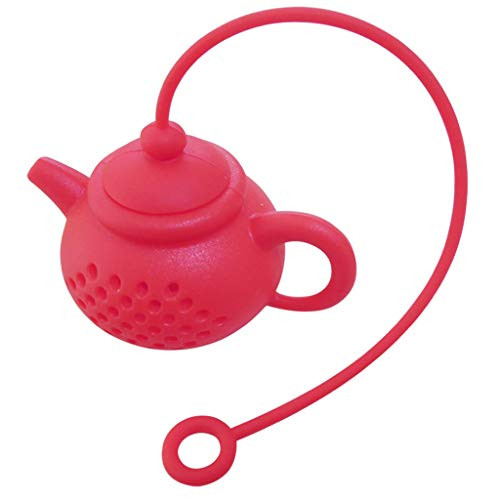 JKIOOW Tea Infuser Strainer Creative Tea Teapot Tea Tilter Tea Leak Silicone Tea Maker Strainer Silicone Tea Bag Leaf Filter Diffuser Drain Filter Creative Tea Filter -Red-