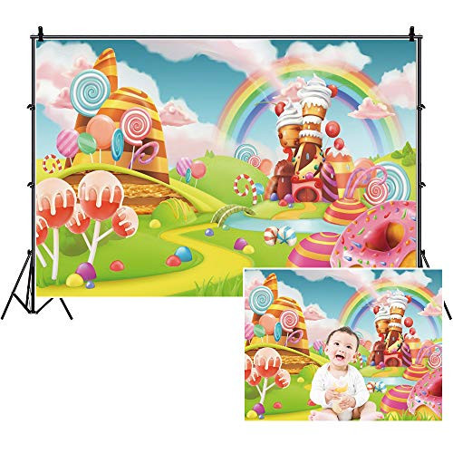 Fantasy Candy Land Landscape Backdrop,Yeele 5x3ft Cartoon Ice Cream Dessert Lollipop Photography Background Rainbow Birthday Party Decoration Banner Photo Studio Props Kid Baby Girl Vinyl Fantasy Candy Land Landscape Backdrop,Yeele 5x3ft Cartoon Ice Cream Dessert Lollipop Photography Background Rainbow Birthday Party Decoration Banner Photo Studio Props Kid Baby Girl Vinyl