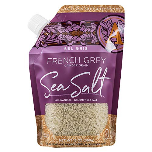 Artisan Salt Company Sel Gris French Grey Sea Salt, Grinder Grain, Pour Spout Pouch, 13 Ounce