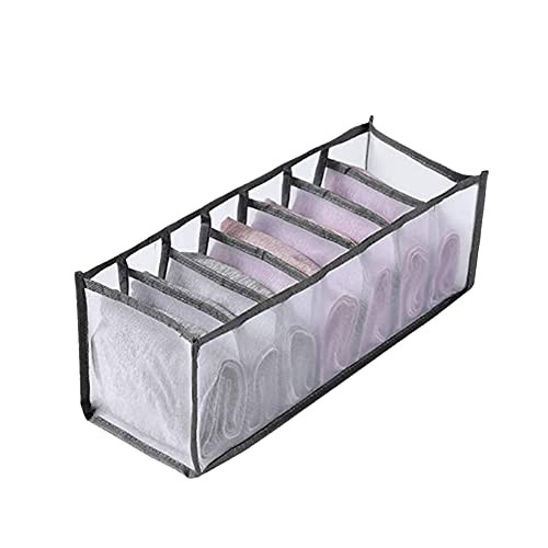 WSE Underwear Storage Compartment Box - Foldable Underwear Storage Box-Sock Organizer-Storage Box with dividers-Underwear dividers for Drawers - Gray -7-Grid Underwear-