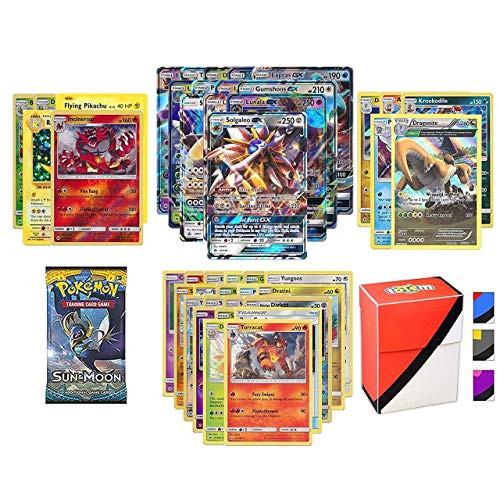 Pokemon GX Guaranteed with Booster Pack, 5 Rare Cards, 5 Holo/Reverse Holo Cards, 20 Regular Pokemon Cards and Totem Deck Box Pokemon GX Guaranteed with Booster Pack, 5 Rare Cards, 5 Holo/Reverse Holo Cards, 20 Regular Pokemon Cards and Totem Deck Box