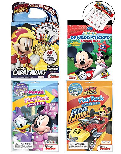 DISNEY's Mickey and Minnie Coloring and Activity Book Set with Carry Along Coloring Activity Traveler, Reward Sticker Activity Book, Grab and Go Play Packs, and Zipper Travel Bag