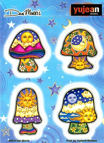 Dan Morris - Mini Mushrooms - Sheet of 4 Stickers / Decals