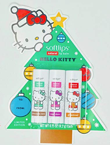New Hello Kitty Softlips Natural Lip Balms Christmas Gift Edition Perfect for Filling Christmas Stockings -Xmas Tree-