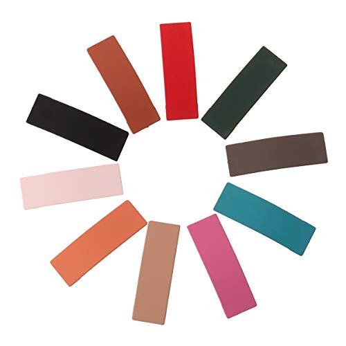 10pcs Colorful Frosted Snap Hair Clips Solid Color Barrettes Hairpins Headwear Hair Accessories for Girls Women -Rectangle- 10pcs Colorful Frosted Snap Hair Clips Solid Color Barrettes Hairpins Headwear Hair Accessories for Girls Women -Rectangle-
