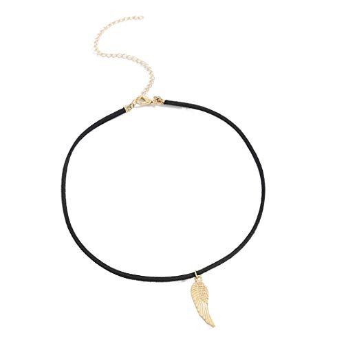 Yalice Angel Wing Choker Necklace Chain Black Cord Choker Necklaces Boho Jewelry for Women and Girls