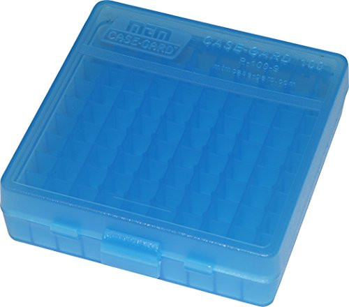 MTM Case-Gard P-100 Series Small Handgun Ammo Box, 100 Round, Clear Blue
