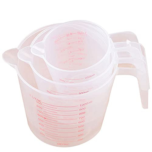 Plastic Measuring Cups, Plastic Measuring Jug, Kitchen Baking Scale Measuring Cups Set 3pcs Transparent