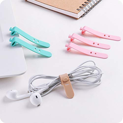 Lysee Cable Winder - 8PCS Solid Color Cable Protector Cable Winder Organizer Wire Data Line Holder Line Fixer Winder Wrap Cord Headset Accessories - -Color: 8pcs pink-