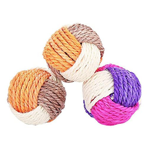 Cat Sisal Ball Kitten Scratching Chewing Rope Woven Balls Playing Toys 3pcs Random Color