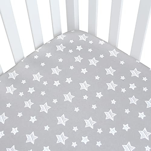 Baby Crib Sheets, Lovely Star Print Crib Sheets Snug Fit Microfiber Crib Sheet for Baby Boys Girls, Silky-Soft and Breathable Crib Sheets Fits Standard Size Crib Mattress