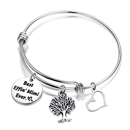 FEELMEM Grandma Gifts Bracelet Best Effin Grammy/Granny/Mimi/Gigi Ever Wire Bangle Bracelet Grandmother Jewelry Mom Gift -Mimi-