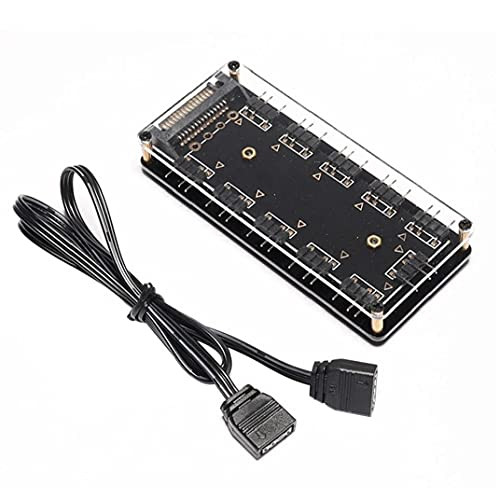 Shelled 5V 3Pin Computer RGB Fan Hub with 10 SATA Ports LED Splitter Hub RGB Fan Extension Cable