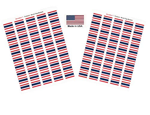 Made in USA 100 Country Flag 1.5" x 1" Self Adhesive World Flag Scrapbook Stickers, Two Sheets of 50, 100 International Sticker Decal Flags Total -Thailand- Made in USA 100 Country Flag 1.5" x 1" Self Adhesive World Flag Scrapbook Stickers, Two Sheets of 50, 100 International Sticker Decal Flags Total -Thailand-