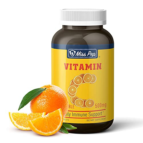 Miss Pep Vitamin C Chewable 500mg ,120 Tablets - Orange Flavor?Vegan, Gluten Free -120 Count -Pack of 1-