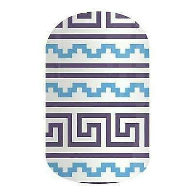 MAY 2016 HOST - Jamberry Nail Wraps - HALF Sheet - Blue and White Geometric