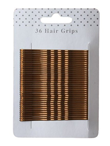 36 Long Brown Traditional Kirby Hair Grips Slides Clips Pins 6.5cm -2.6"-