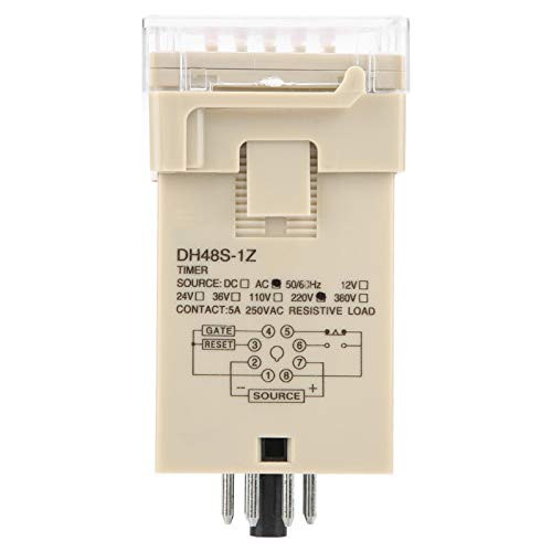 Timer Relay, DH48S-1Z AC 220 V 0.01S-99H99M Switch-on delay Time Relay for Digital Display with Base for Remote Control, Communication and Automatic Control