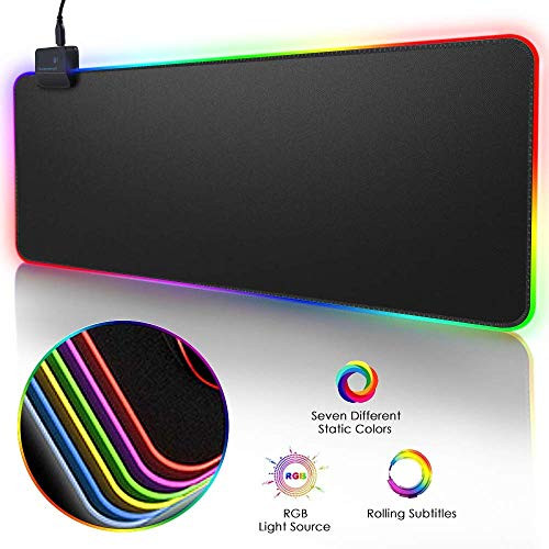 RGB Soft Gaming Mouse Pad, Large Led Mouse Mat, Oversized Glowing Led Extended Mousepad(14 Lighting Modes), Gaming Keyboard Pad Mat, Anti-Slip Rubber Base Mice Pad (31.5X11.8 Inch) RGB Soft Gaming Mouse Pad, Large Led Mouse Mat, Oversized Glowing Led Extended Mousepad(14 Lighting Modes), Gaming Keyboard Pad Mat, Anti-Slip Rubber Base Mice Pad (31.5X11.8 Inch)