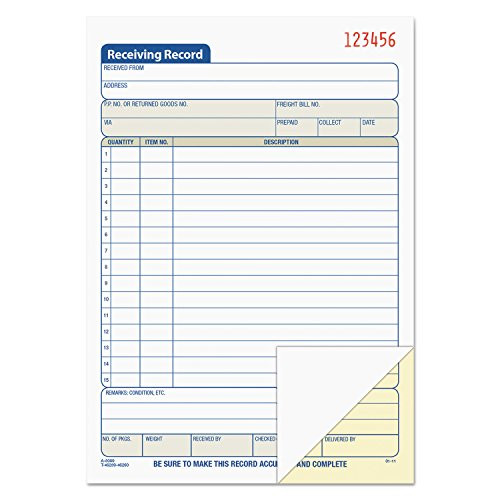 TOPS 46259 Receiving Records Book, 2 Parts, 5-1/2-Inch x8-7/16-Inch , 50/BK