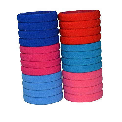 ShungFun Seamless Cotton Hair Bands Simply Hair Ties Rope No Crease Ouchless Ponytail Holders Headband Scrunchies Hair Accessories for Thick Fine Hair -24pcs- -6-