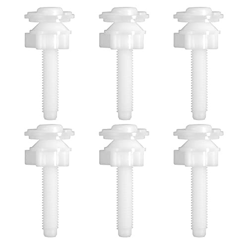 6 Pieces White Plastic Toilet Seat Screws and Nuts with Rubber Washers Hinge Bolt Screw Toilet Seat Replacement Parts for Fixing the Top Toilet Seat