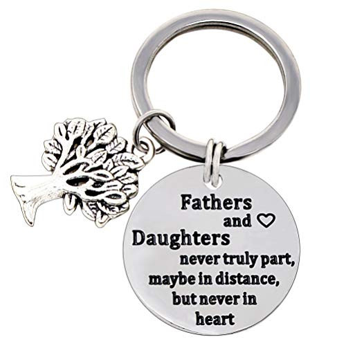 Dad Daughter Keychain Gift Never Truly Part Maybe in Distance But Never in Heart for Dad Daughter Birthday Fathers Day Key Chain Gift