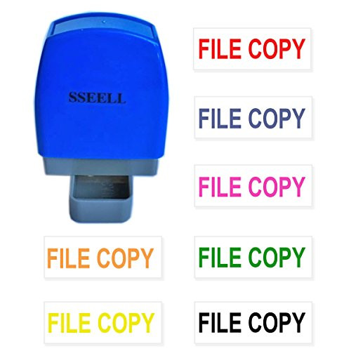 SSEELL File Copy Self Inking Rubber Flash Stamp Self-Inking Pre-Inked RE-inkable Office Work Company School Stationary Stamps Without Frame Line - Purple Ink Color